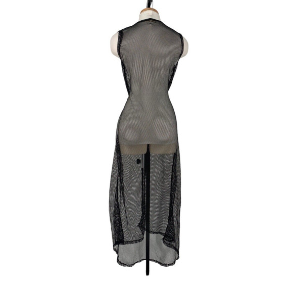 Vintage Giween Euro Mesh Fishnet Wrap Robe Black Boho Funky - Picture 4 of 8